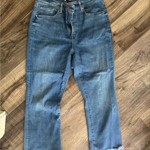 Curvy high waist crop flare women’s blue jeans